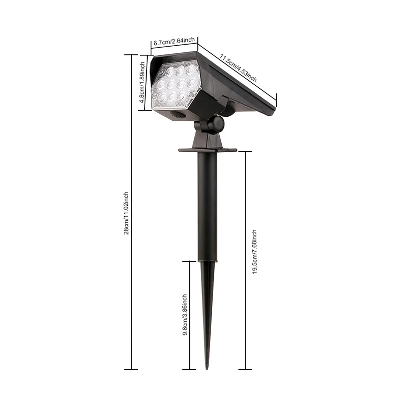 10 LEDs Solar Spotlight Outdoor, 180° Adjustable Waterproof & Anti - aging Ground/Wall Mount, for Garden Yard Landscape Lighting - Image 2
