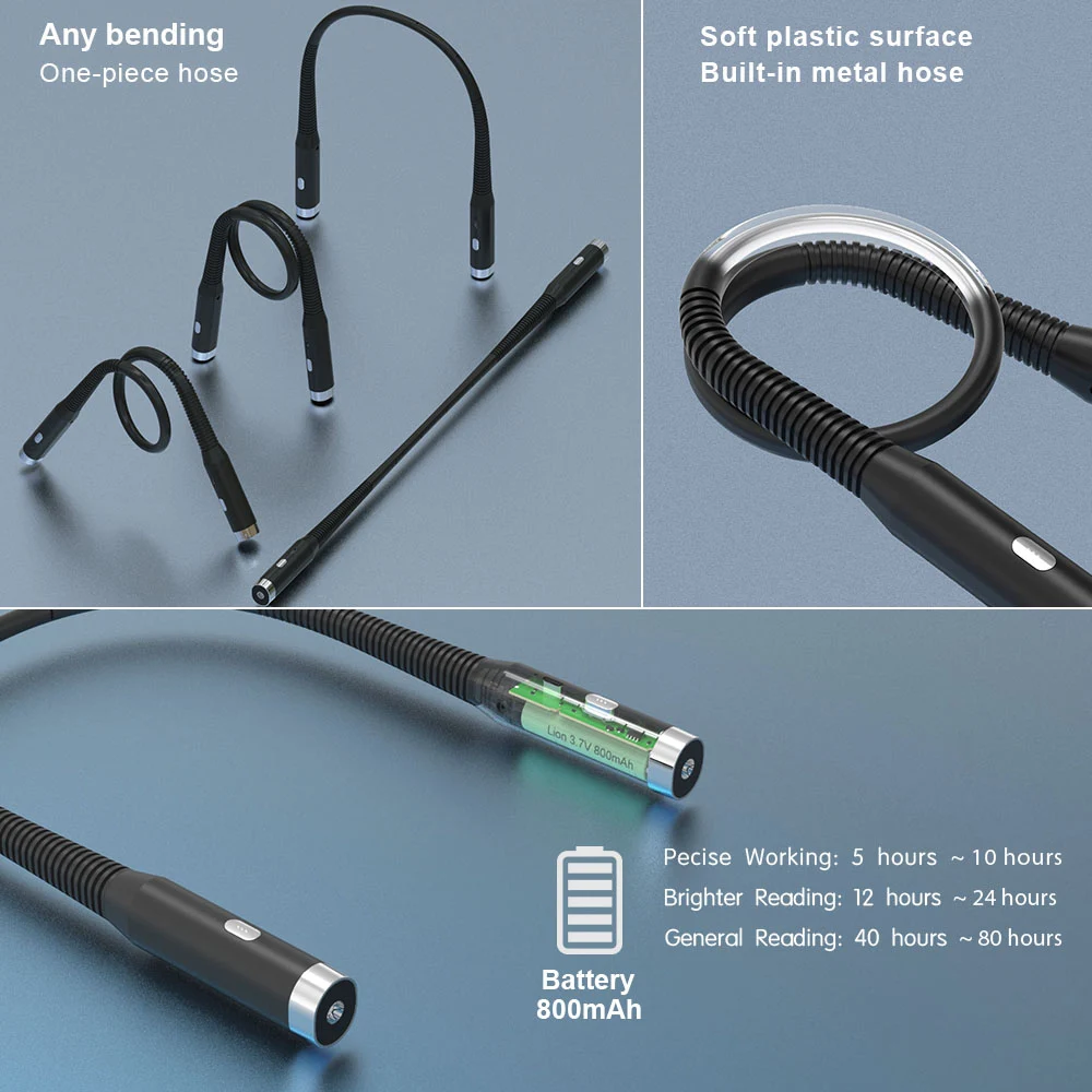 Neck Reading Light, Book Light, Bendable Neck Light, Long Lasting Rechargeable for Reading - Image 3